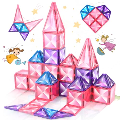 Ikaliwei Magnetische Bausteine Kinder Spielzeug für 3 4 5 6 7 Jahre Mädchen Jungen 20Stück Magnetische Fliesen Kleinkind Spielzeug Alter 3-5 Bausteine Rosa Set 3-4 4-6 Weihnachten Geburtstag Geschenke von Ikaliwei