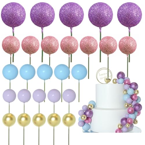 50-teiliges Kuchenaufsatz-Set mit Ballonstilen, Partyzubehör, elegante Kuchendekoration, Schaumstoff-Textur für kreative Feiertags-Desserts von Illkjasfc