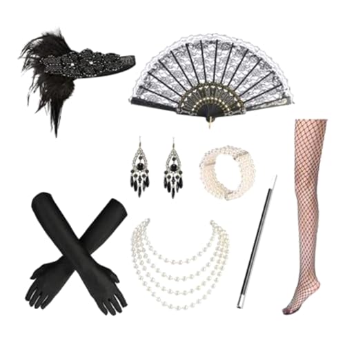 Illkjasfc 1920er Jahre Great Gatsbys Accessoires Set für Frauen Flapper Stirnband Halskette Handschuhe Brüllende 20er Jahre Kostüm Zubehör Set Tolle Kleidung Illkjasfc 1920er Jahre Great Gatsbys Accessoires Set für Frauen Flapper Stirnband Halskette Handschuhe Brüllende 20er Jahre Kostüm Zubehör Set Tolle Kleidung von Illkjasfc