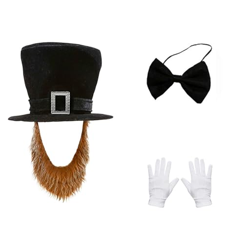 Illkjasfc Abrahams Lincolns Kostüm-Set, Mütze, Bart Krawatte, Halloween, Präsidentententententag, Lincolns's Geburtstag, patriotische Kostüme, Abrahams Lincolns, Kostümzubehör Illkjasfc Abrahams Lincolns Kostüm-Set, Mütze, Bart Krawatte, Halloween, Präsidentententententag, Lincolns's Geburtstag, patriotische Kostüme, Abrahams Lincolns, Kostümzubehör von Illkjasfc