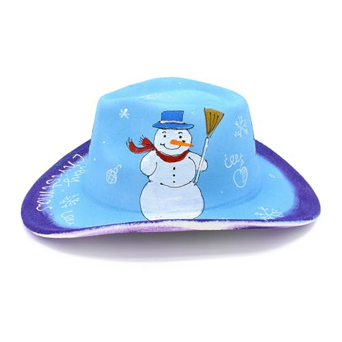 Illkjasfc Atmungsaktierbarer Cowboyhut Western Stil Großer Krempe Halloween Weihnachtskowboy Sonne Accessoire Breit Gebogene Krempe von Illkjasfc