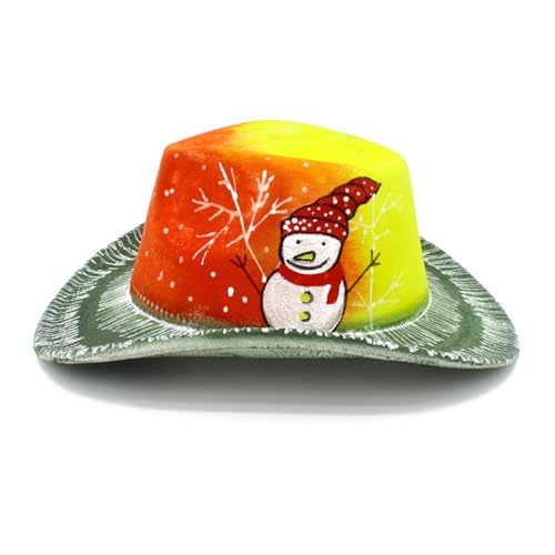 Illkjasfc Atmungsaktierbarer Cowboyhut Western Stil Großer Krempe Halloween Weihnachtskowboy Sonne Accessoire Breit Gebogene Krempe von Illkjasfc