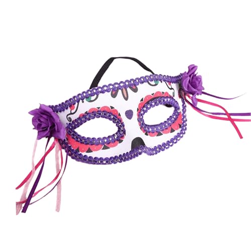 Illkjasfc Belüfteter Totenkopf-Kopfgurt, verstellbar, künstlerisch bemaltes Design, Augenmaske, Halloween, Maskeraden, Zubehör, bemaltes Kostüm von Illkjasfc