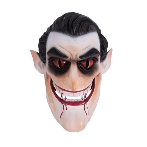 Illkjasfc Hochdetaillierte Vampire mit blutroten Augen und Zähnen, Halloween-Party, Cosplay, Zubehör für Männer und Frauen, Halloween-Draculas-Kopfbedeckung von Illkjasfc
