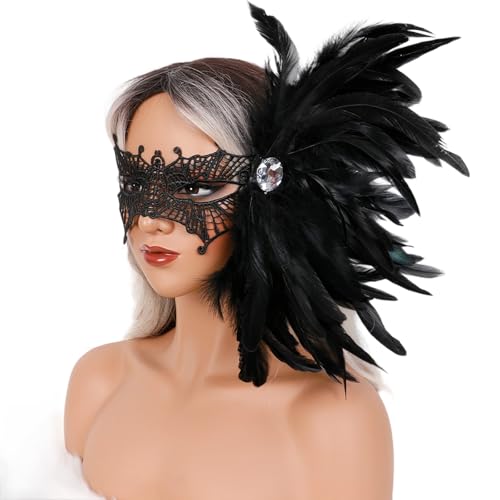 Illkjasfc Maskeraden für Damen, gefiederte Strasssteine, Venezianer, Party, Abend, Abschlussball, Halloween, Cosplay, Kostüm, Zubehör-Set für Männer, Erwachsene, Frauen Illkjasfc Maskeraden für Damen, gefiederte Strasssteine, Venezianer, Party, Abend, Abschlussball, Halloween, Cosplay, Kostüm, Zubehör-Set für Männer, Erwachsene, Frauen von Illkjasfc