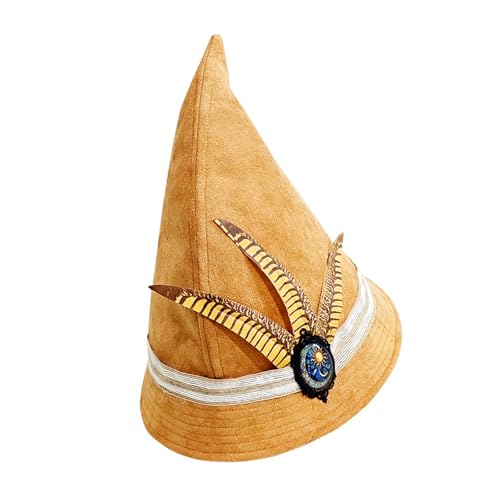 Illkjasfc Zauberhafter Hexenhut mit zartem gefiedertem Rand, Halloween-Party-Accessoire, flexibel, leicht, Polyester, Kopfschmuck, Halloween-Kostüm-Zubehör Illkjasfc Zauberhafter Hexenhut mit zartem gefiedertem Rand, Halloween-Party-Accessoire, flexibel, leicht, Polyester, Kopfschmuck, Halloween-Kostüm-Zubehör von Illkjasfc