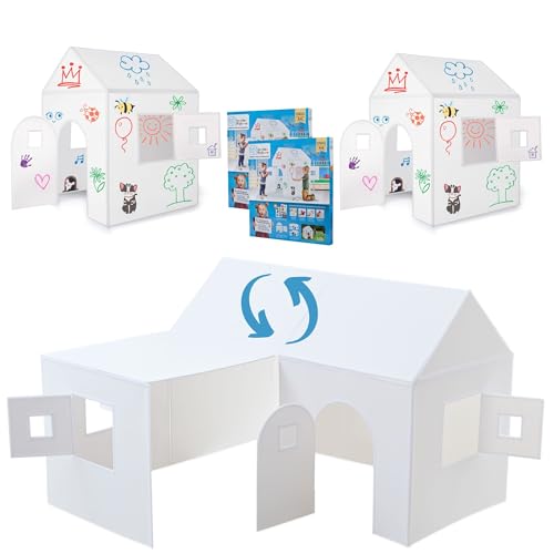 2er Set Imagine Playhouse - Immer Wieder neu bemalen & abwischen - Spielhaus Kinder Indoor & Outdoor mit Stiften und Sticker - Montessori Spielzeug ab 3 Jahre Kinderspielzeug Geschenk Mädchen & Junge von ImagiNew Playhome