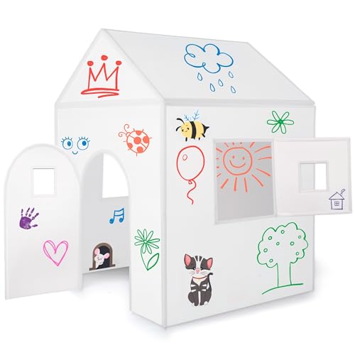 Imagine Playhouse - Immer Wieder neu bemalen & abwischen - Spielhaus Kinder Indoor & Outdoor mit Stiften und Aufkleber - Montessori Spielzeug ab 3 Jahre Kinderspielzeug Geschenk Mädchen & Junge Imagine Playhouse - Immer Wieder neu bemalen & abwischen - Spielhaus Kinder Indoor & Outdoor mit Stiften und Aufkleber - Montessori Spielzeug ab 3 Jahre Kinderspielzeug Geschenk Mädchen & Junge von ImagiNew Playhome