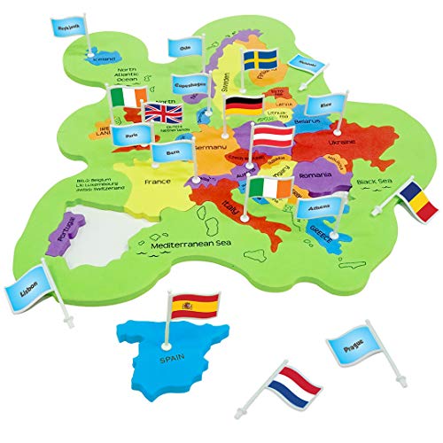 Imagimake Mapology Europa mit Hauptstädten – Puzzle für Kinder 5-12 Jahre, Geographie-Lernspielzeug mit 2 Schaumstoffrahmen, 75 Puzzleteilen, 65 Flaggen und Aufkleber-Set Imagimake Mapology Europa mit Hauptstädten – Puzzle für Kinder 5-12 Jahre, Geographie-Lernspielzeug mit 2 Schaumstoffrahmen, 75 Puzzleteilen, 65 Flaggen und Aufkleber-Set von Imagimake
