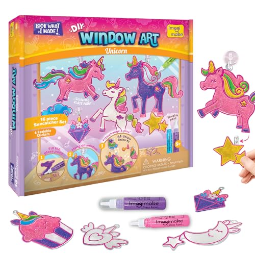 Imagimake Window Art Einhorn | Ostergeschenke für Mädchen | 16-teiliges Glasmalset | austauschbare Einhorn-Designs für endlosen Spaß | Geburtstagsgeschenk für 5-6-7-8-9-10-11-12-jährige Mädchen Imagimake Window Art Einhorn | Ostergeschenke für Mädchen | 16-teiliges Glasmalset | austauschbare Einhorn-Designs für endlosen Spaß | Geburtstagsgeschenk für 5-6-7-8-9-10-11-12-jährige Mädchen von Imagimake