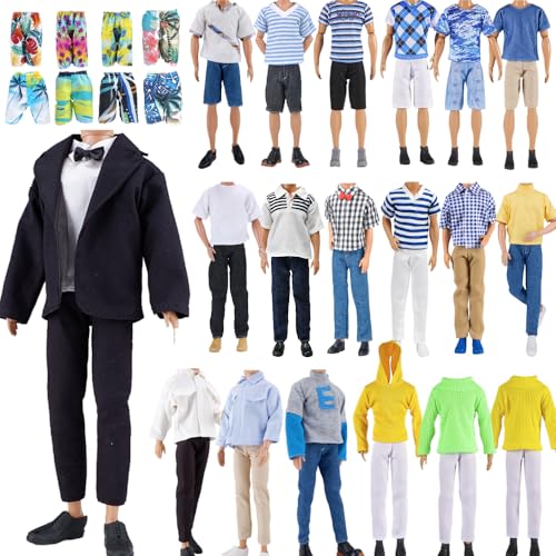 IMAGINE 10-teilige Fantastische Packung = 5 Sets Mode Freizeitkleidung Outfit für Jungen Puppe zufällige Stil (Freizeitkleidung + schwarzer Anzug + Badebekleidung) von IMAGINE