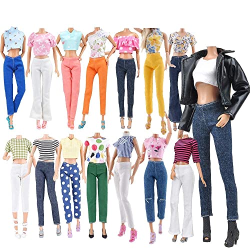 IMAGINE Lot 15 Artikel = 5 Sets Puppenkleidung für 29,8 cm Mädchenpuppen-Outfits zufälliger Stil (Lederjacke + Freizeitkleidung) von IMAGINE