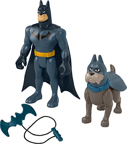 League of Super Pets Fisher-Price DC Super Pets HGL03 - DC Batman & Ace, Set mit 2 beweglichen Figuren und Zubehör, Spielzeug für Kinder ab 3 Jahren von Fisher-Price