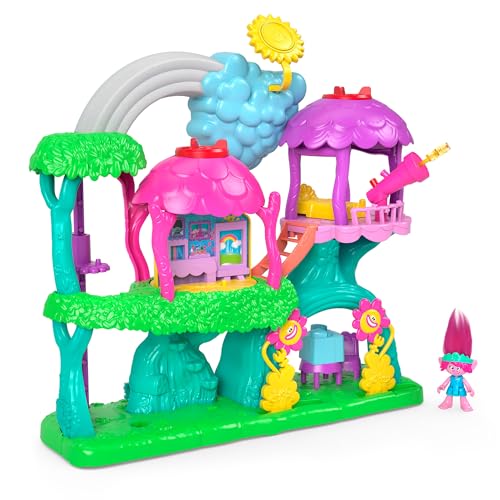 IMAGINEXT DreamWorks Trolls Regenbogen-Baumhaus - Lichter, Geräusche, Spielbereiche, bewegliche Poppy-Figur, für Vorschulkinder ab 3 Jahren, HML49 von Fisher-Price