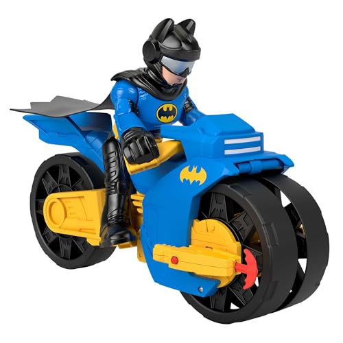 Imaginext DC Super Friends Batcycle & Batman - Batman-Figur und 25 cm Spielzeugmotorrad mit Abschussvorrichtung für Projektile für spannende Kämpfe für abenteuerliche Verbrecherjagd, HNM32 von Fisher-Price