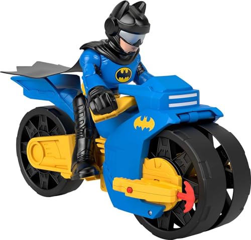 Imaginext DC Super Friends Batcycle & Batman - Batman-Figur und 25 cm Spielzeugmotorrad mit Abschussvorrichtung für Projektile für spannende Kämpfe für abenteuerliche Verbrecherjagd, HNM32 von Fisher-Price