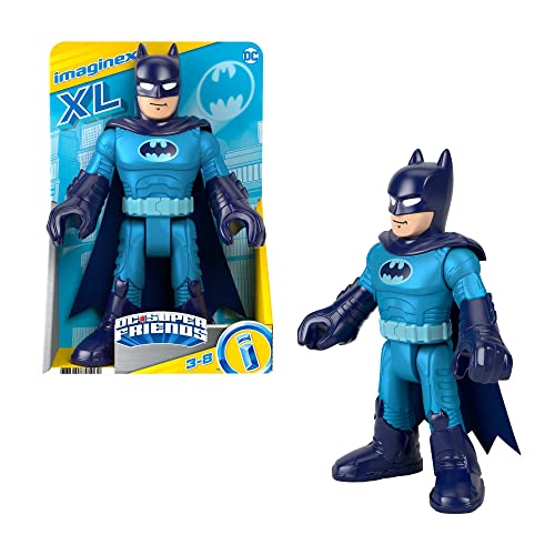 Imaginext - DC Super Friends Batman Verteidiger XL, blau – große Figur Batman, mit Superheldenumhang – 25 cm – Geschenk ab 3 Jahren, HFD50 von Fisher-Price