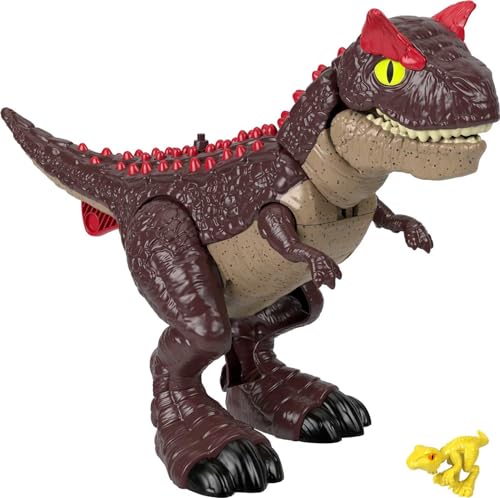 Imaginext Jurassic World Carnotaurus Dinosaurier-Spielzeug mit Hörner-Angriff, 28 cm große Figur mit Baby-Raptor für tolle Rollenspiele, HML42 von Fisher-Price