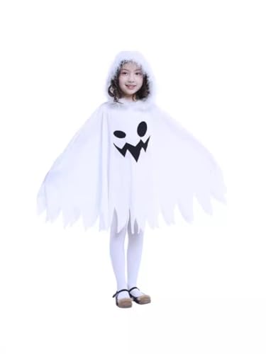 Imoncom Halloween-Kinder-Cosplay-Kleidung – Kostüm für Halloween-Ver kleidung, beinhaltet weißes Kapuzen-Geist-Kleid, ideal für Kinder-Festverkleidung und Kostümspiele (L:120-130CM) von Imoncom