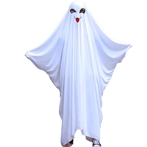Imoncom Halloween-Weißes-Geist-Mantel-Cape – Kostüm für Kinder & Erwachsene, ideal für Halloween-Verkleidung und gruseliges Cosplay (146cm, Stil 3) von Imoncom