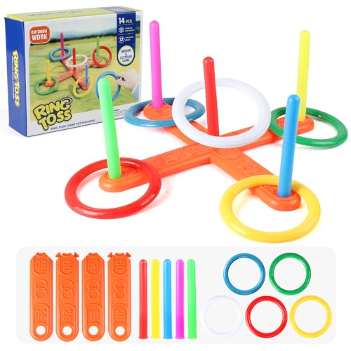 Imoncom Kinder Ringwurfspiel – Kreuz-Design mit 5 Würfringen, in Farbbox verpackt, ideal für Rasen-Sport, Familien-Wurfaktivitäten & Eltern-Kind-Interaktion, pädagogisch & spaßvolles Spielzeug von Imoncom