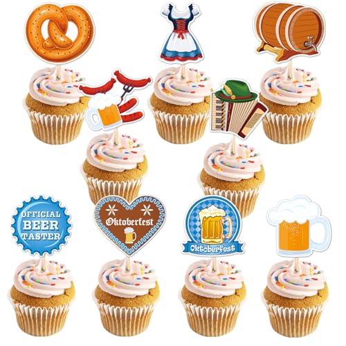 Imoncom Oktoberfest Cupcake Topper Set, Bierfest Deko mit Dirndl, Brezel, Bierkrug Motiven, Party Tortendekoration Imoncom Oktoberfest Cupcake Topper Set, Bierfest Deko mit Dirndl, Brezel, Bierkrug Motiven, Party Tortendekoration von Imoncom