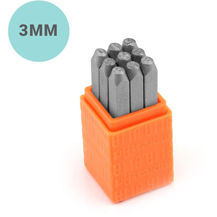 Prägestempel-Set, Zahlen, Größe 3 mm, Schrifttype: Sans Serif , 9 Stk/ 1 Set von ImpressArt