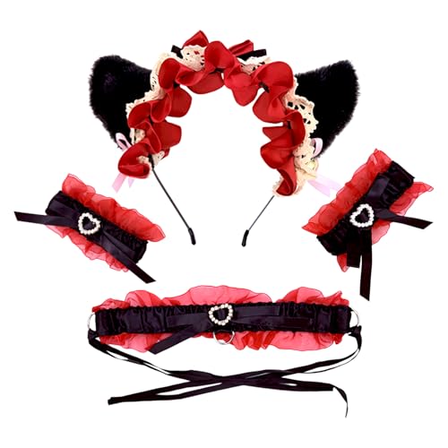 Imtrub Katzenohren Stirnbänder Cosplay Katzenohren Kopfschmuck Kopfbedeckung Kostüm Zubehör für Weihnachten, Nachtclubs, Valentinstag Partys von Imtrub