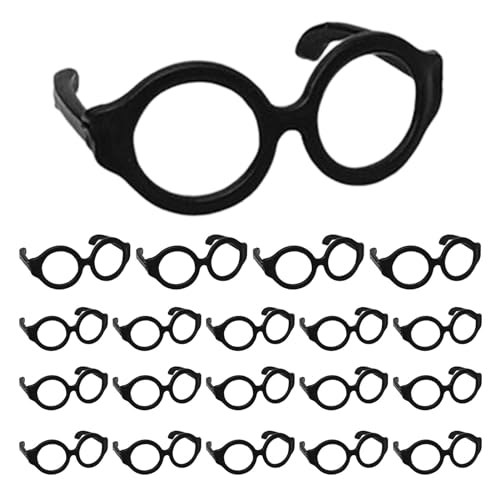 Imtrub Kleine Brillen, 20 Stück Linsenlose Brillen, Stoff-Anziehbrillen, Klassische Retro-Mini-Rundbrillen, Puppenkostüm-Zubehör Zum Basteln, Sonnenbrillen Für 7–12 Zoll Große Puppen, Babyspielzeug von Imtrub