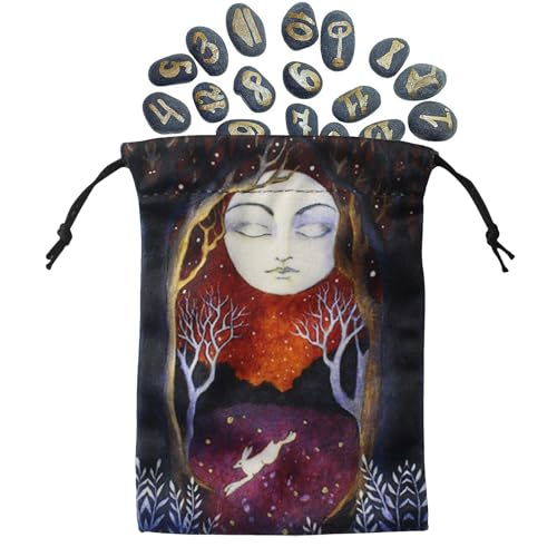 Imtrub Tarot Beutel | Aufbewahrungsbeutel Für Tarotkarten Mit Zugband,Würfelorganizer Mit Druck Auf Beiden Seiten Für Büro Reisen Camping Outdoor Küste Garten Alltag Schrank von Imtrub