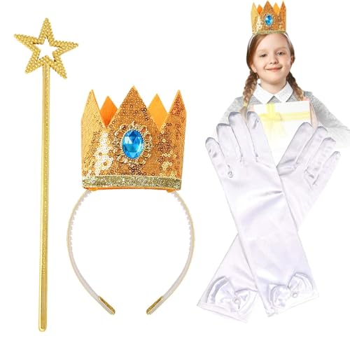 Imtrub Tiara Accessoires für Mädchen Verkleidung | Prinzessinnen Kostüm Tiara mit Zauberstabhandschuhen | Halloween Cosplay Partyzubehör für Rollenspiele Schulball Faschingsfest Imtrub Tiara Accessoires für Mädchen Verkleidung | Prinzessinnen Kostüm Tiara mit Zauberstabhandschuhen | Halloween Cosplay Partyzubehör für Rollenspiele Schulball Faschingsfest von Imtrub