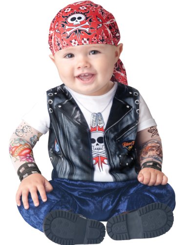 Rocker Biker Kostüm für Babys bunt 74/80 (12-18 Monate) von Fun World