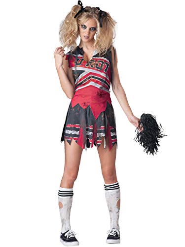 In Charakter spiritless Cheerleader Kostüm (S), Rot, Schwarz, Weiß von Fun World
