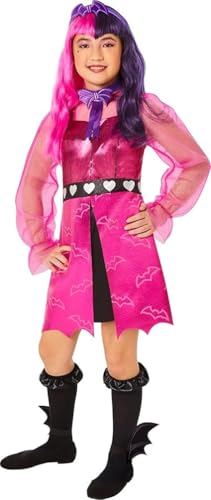 InSpirit Designs Monster High Draculaura Kostüm, rosa Kleid mit Fledermausfliege, Socken und anderen Accessoires, Größe M von InSpirit Designs
