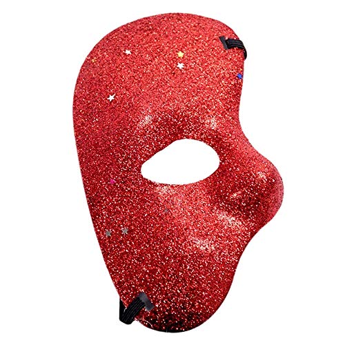 Halbmaske - Phantom der Oper - farbig mit Glitzer - Kostüm - Verkleidung - Karneval - Halloween - Cosplay - originelle Geschenkidee Weihnachtsgeburtstag - Rot von Inception Pro Infinite