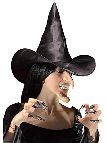 Inception Pro Infinite Hexen-Set - Hut - Nase - Kinn - Nägel - künstliche Zähne - Maskerade - Halloween - Karneval - Kinder - Herren - Damen - Unisex Inception Pro Infinite Hexen-Set - Hut - Nase - Kinn - Nägel - künstliche Zähne - Maskerade - Halloween - Karneval - Kinder - Herren - Damen - Unisex von Inception Pro Infinite