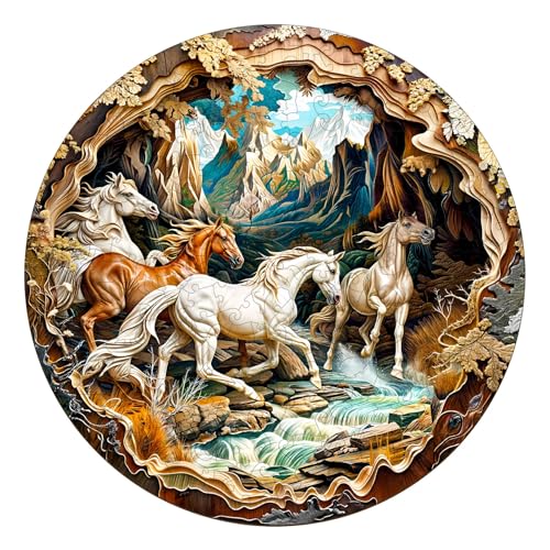 Individz Holzpuzzle für Erwachsene Kinder, Einzigartige Tierförmige 3D Pferd Wooden Puzzle, Kreatives Geburtstagsgeschenk für Erwachsene(L-34 * 34cm-300 Stück) von Individz