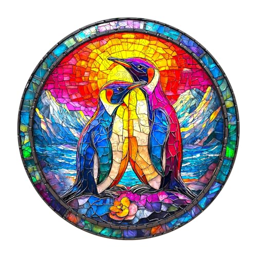 Individz Holzpuzzle für Erwachsene Kinder, Einzigartige Tierförmige Pinguin-Pärchen Wooden Puzzle, Kreatives Geburtstagsgeschenk für Erwachsene(L-34 * 34cm-295 Stück) von Individz