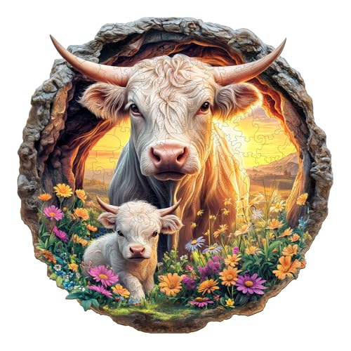 Individz Holzpuzzle für Erwachsene Kinder, Einzigartige Tierförmige Rinderfamilie Wooden Puzzle, Kreatives Geburtstagsgeschenk für Erwachsene(L-34 * 34cm-295 Stück) Individz Holzpuzzle für Erwachsene Kinder, Einzigartige Tierförmige Rinderfamilie Wooden Puzzle, Kreatives Geburtstagsgeschenk für Erwachsene(L-34 * 34cm-295 Stück) von Individz