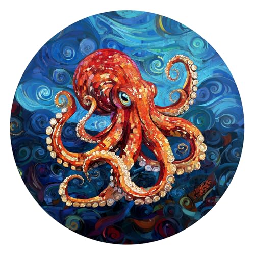 Individz Holzpuzzle für Erwachsene Kinder, Einzigartige Tierförmige Tiefsee-Oktopus Wooden Puzzle, Kreatives Geburtstagsgeschenk für Erwachsene(L-34 * 34cm-300 Stück) von Individz