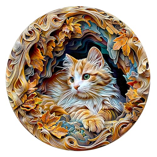 Individz Holzpuzzle für Erwachsene Kinder, Einzigartige Tierförmige 3D Katze Wooden Puzzle, Kreatives Geburtstagsgeschenk für Erwachsene(L-34 * 34cm-300 Stück) von Individz