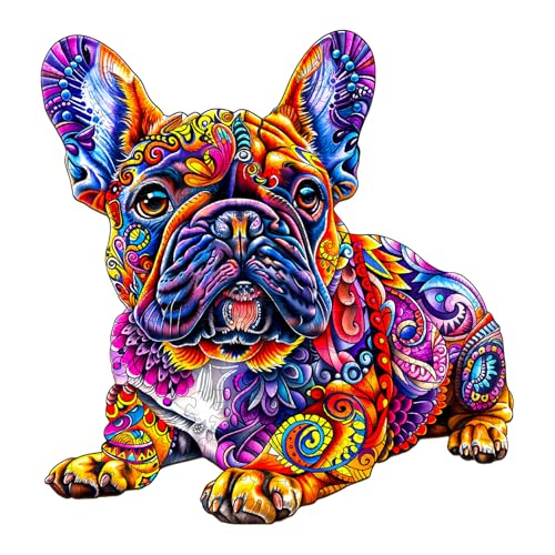Individz Holzpuzzle für Erwachsene Kinder, Einzigartige Tierförmige Französische Bulldogge Wooden Puzzle, Kreatives Geburtstagsgeschenk für Erwachsene(L-34 * 32.5cm-250 Stück) von Individz