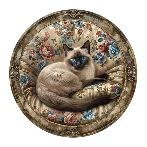 Individz Holzpuzzle für Erwachsene Kinder, Einzigartige Tierförmige Vintage-Siamkatze Wooden Puzzle, Kreatives Geburtstagsgeschenk für Erwachsene(L-34 * 34cm-300 Stück) von Individz