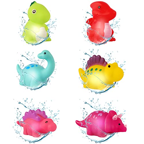 6 Stück Baby Badespielzeug Dinosaurier Schwimmendes Badewanne Spielzeug Mehrfarbige Leuchtende Dinosaurier Wasserspielzeug Badespielzeug Geschenke für 1-6 Jahre Babys Kinde von Indrnif