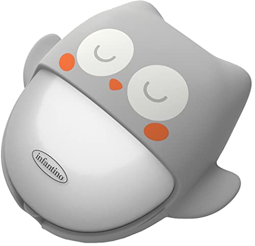 Infantino Nachtlicht 2-in-1 Owl Night Light – Kinderlicht in Form einer Eule – Wiederaufladbares Schlummerlicht, schaltet sich automatisch ein und aus – 60h Akkulaufzeit – Grau von INFANTINO