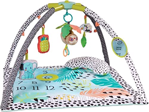 Infantino Milestones & Memories Twist and Fold Gym - Collapsible 4-in-1 Play Mat Stimulating, with 4 Modes and 4 Additional Sensory Toys for Infants and Toddlers, Multicoloured von INFANTINO