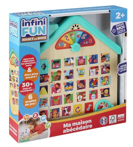 InfiniFUN, Mein Haus Abécédéaire, Lernspielzeug aus Holz, für Kinder, ab 2 Jahren von Infini Fun