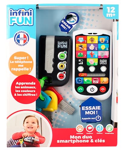 Infini Fun - Mein Duo High-Tech Telefon + Schlüssel – EIN Telefon und Schlüssel, sehr realistisch, Spielzeug zum Lernen, ab 12 Monaten von Infini Fun