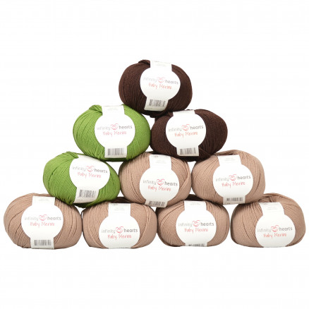 Infinity Hearts Baby Merino Farbpackung 24 Drei Nuancen von Grün und Braun - 10 Stk von Infinity Hearts