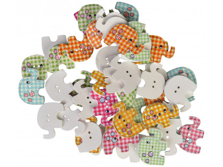 Infinity Hearts Knöpfe Holz Elefanten sortiert Farben 29x20 mm - 50 Stk von Infinity Hearts
